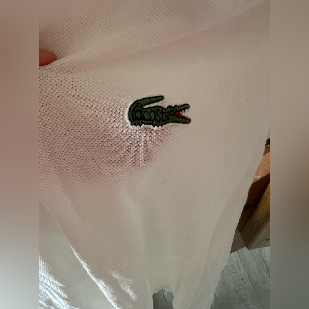 Lacoste for J.Crew White Polo with Green and Red Crocodile Logo